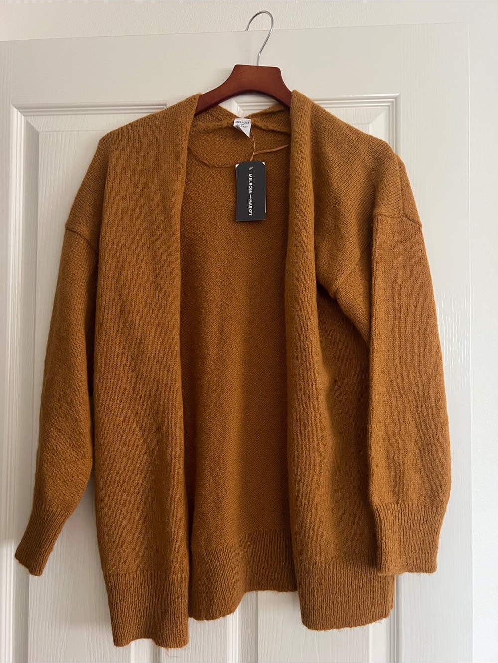 Melrose and Market Open-Front Cardigan in brown-gold